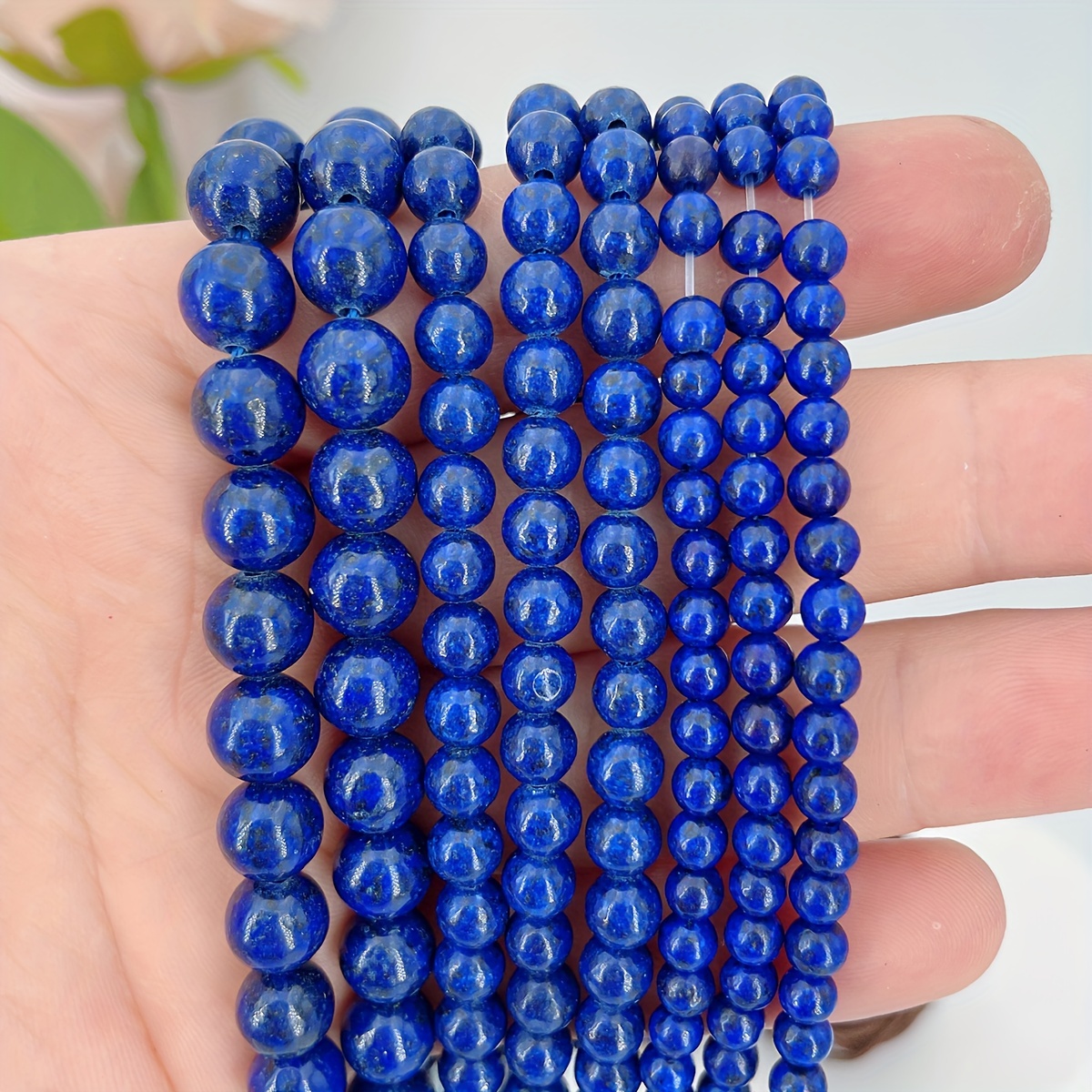 

4/6/8mm Natural Stone "lapis Lazuli" Round Spacer Loose Beads For Jewelry Making Diy Handmade Beaded Men's And Women's Bracelets Earrings Craft Supplies