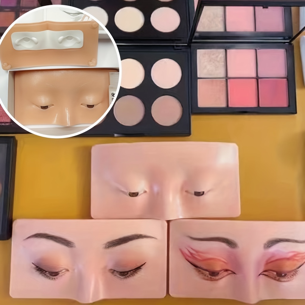 Makeup Practice Face Board, 3D Realistic Practice Makeup Face Set