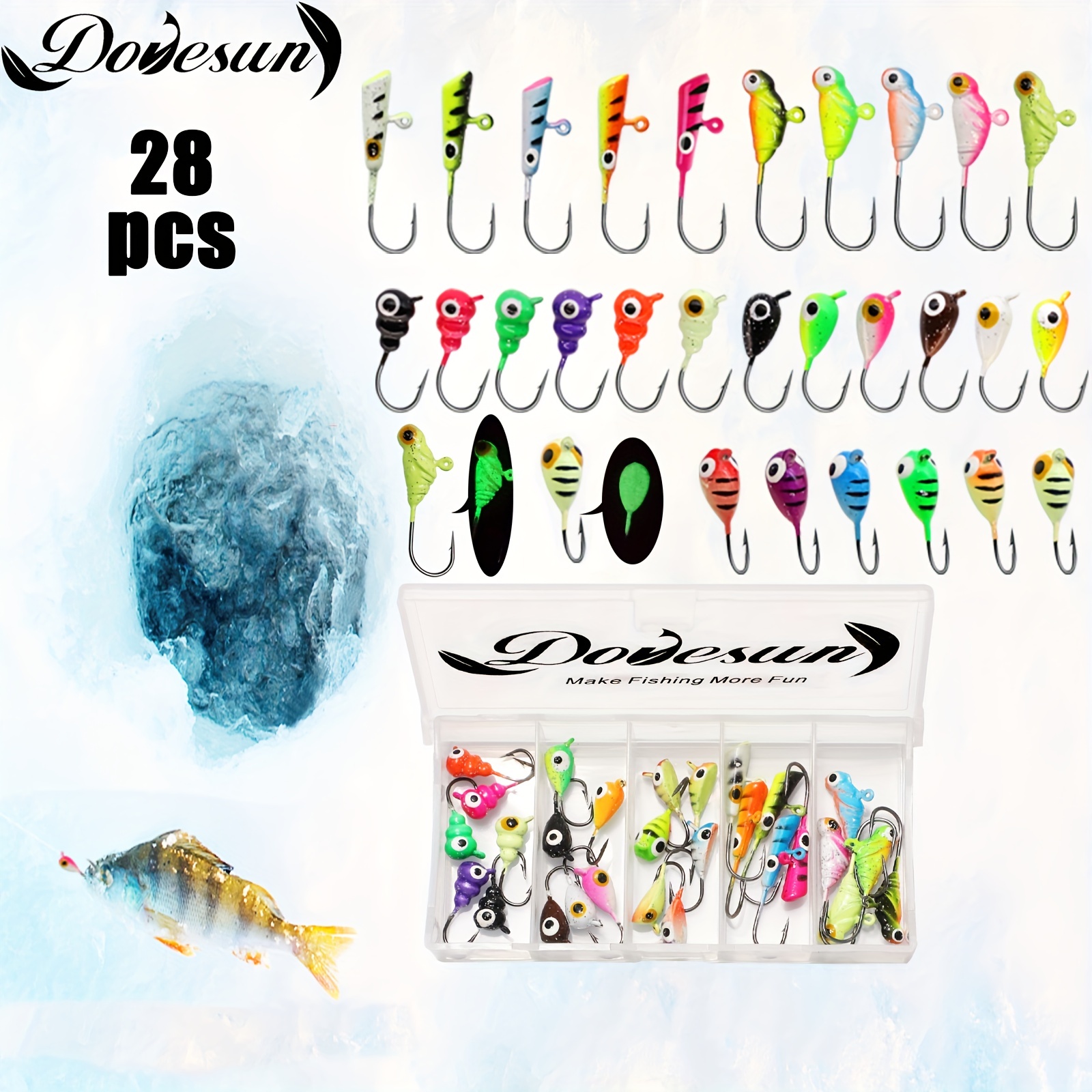 Dovesun 110pcs Crappie Lures with Jig Heads Hooks Kit- Soft