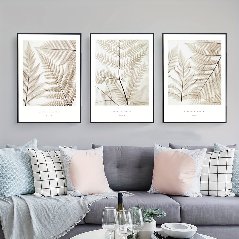 3pcs Canvas Poster, Modern Art, Gray Yellow Plant Veins Porch, Ideal Gift  For Bedroom, Decor Wall Art, Wall Decor, Fall Decor, Wall Decor, Room  Decor