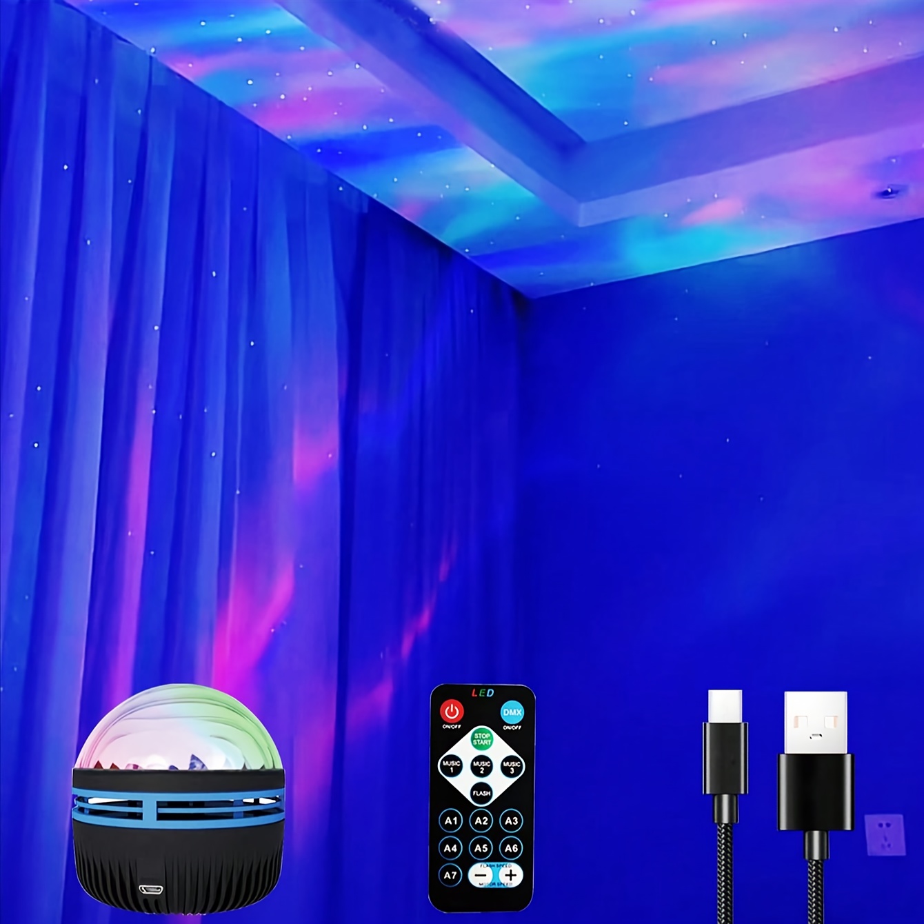 Lampe de scène Mini lampe laser USB avec télécommande LED