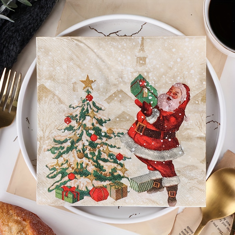 Servilletas de tela de Navidad de 20 x 20 pulgadas, patrón de copo de  nieve, 4 piezas, lavables, cómodas servilletas para decoración de fiestas  de