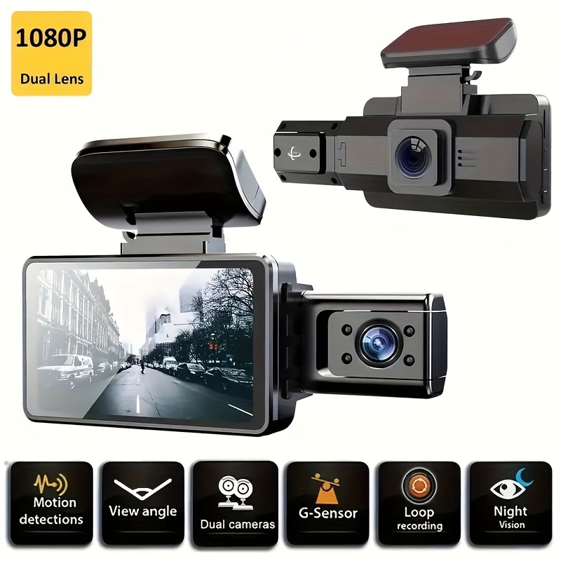 Caméra de Voiture Dashcam Avant et arrière, 3,6 Pouces Full HD 2K, Grand  Angle 170 °, capteur G, WDR, Enregistrement en Boucle, Surveillance du