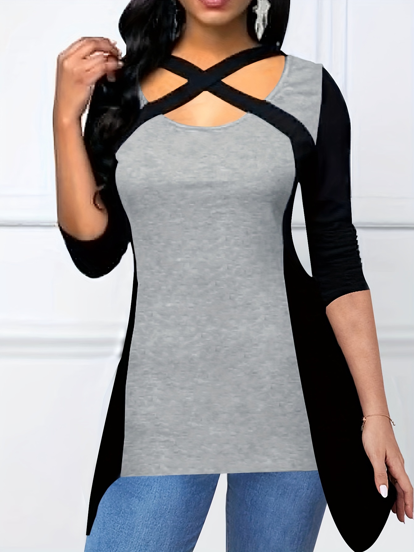 Asymmetric Split-Back Long Sleeve Top - Light Peach – Quaddess Apparel