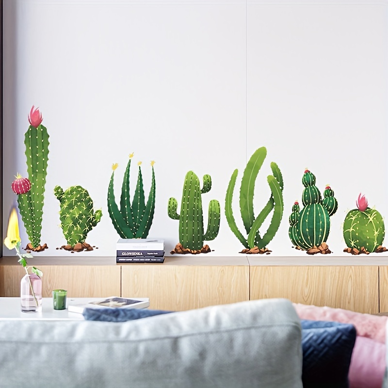 Stickers muraux plantes cactus aquarelles