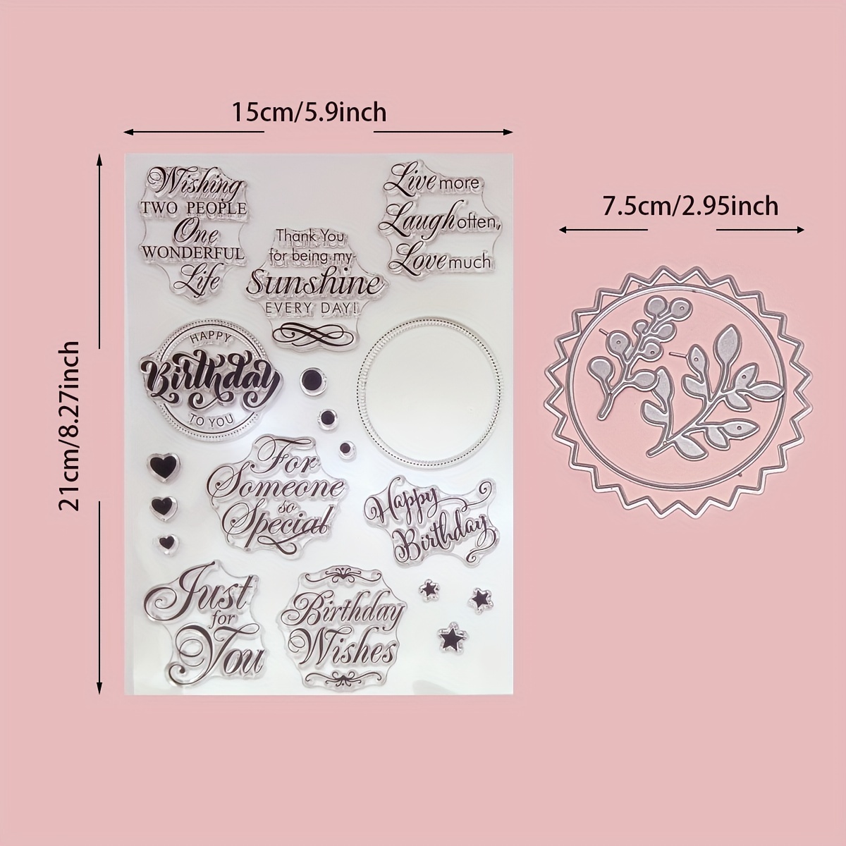 INFUNLY Happy Birthday Clear Stamps and Dies for Card Making DIY Metal Die  Cuts