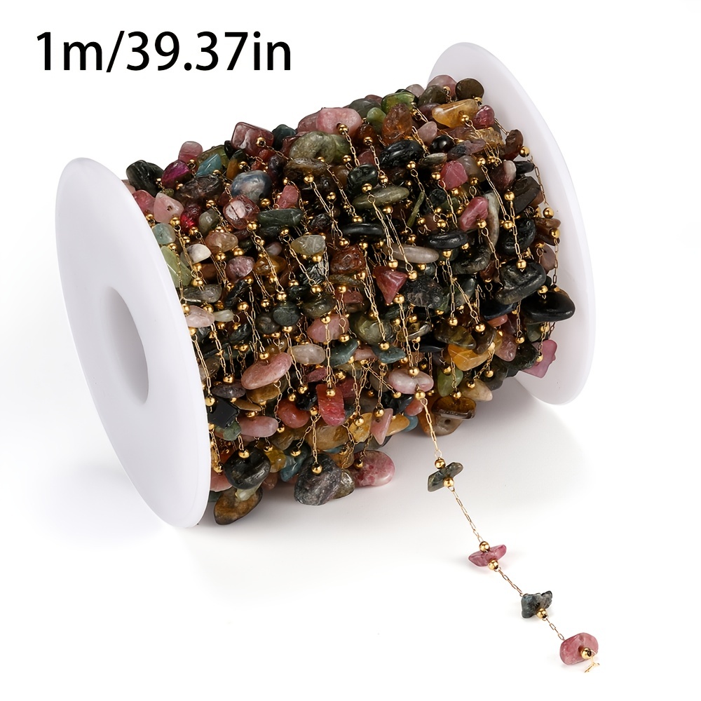 Image of 1m/39.37in Bohemian Stainless -preserving Natural Stone Chain Natural Gravel Necklace Additions