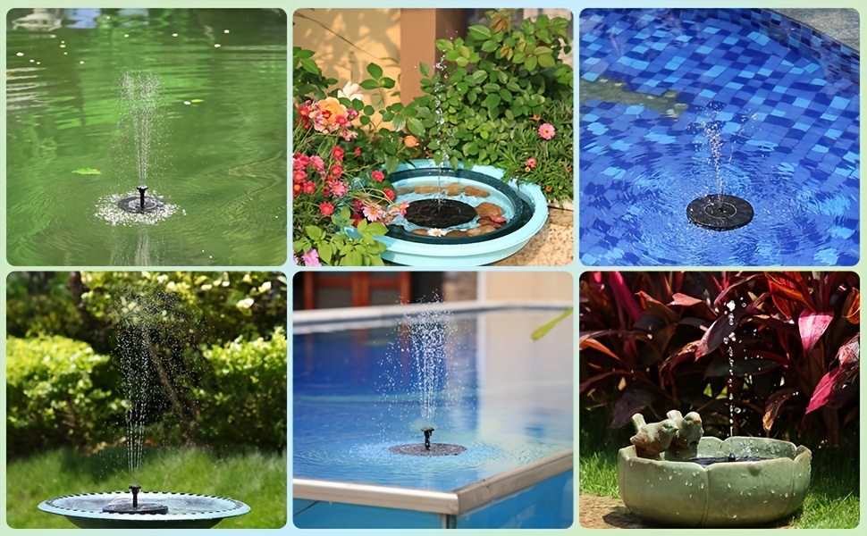 1pc Mini fontaine solaire, fontaine de cascade d'étang de piscine avec 6  buses, eau flottante de fontaine solaire de bain d'oiseau extérieur,  décoration de pelouse de cour de jardin - Temu France