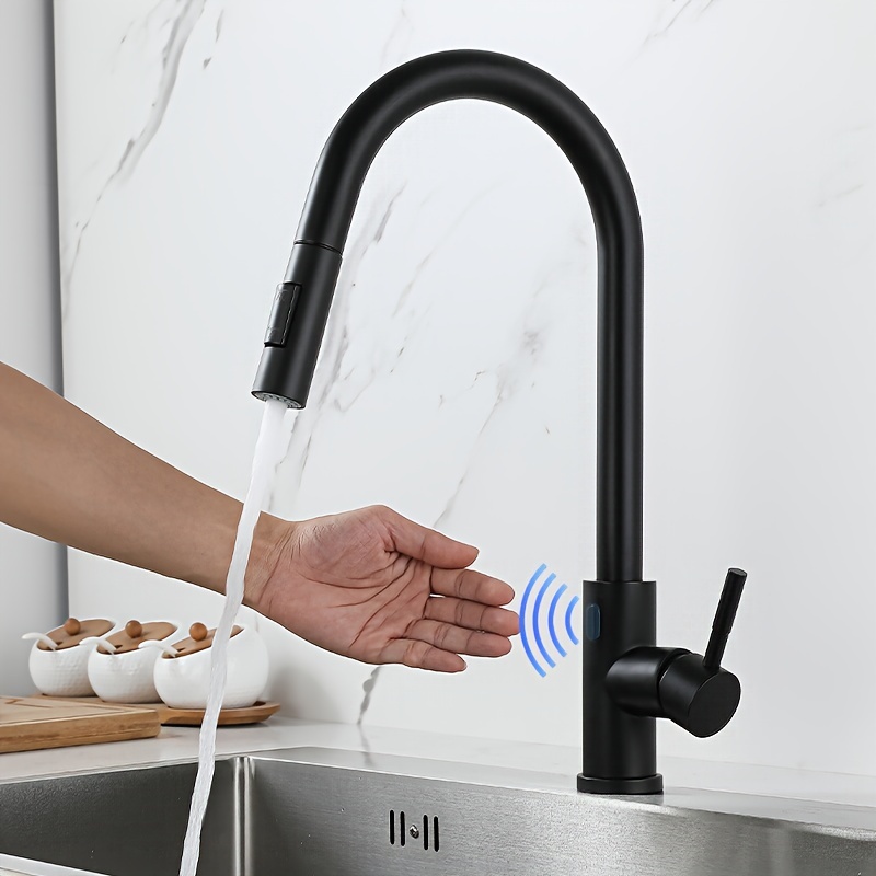 Grifo negro de alta calidad para fregadero de cocina, rociador giratorio de  agua potable directa con