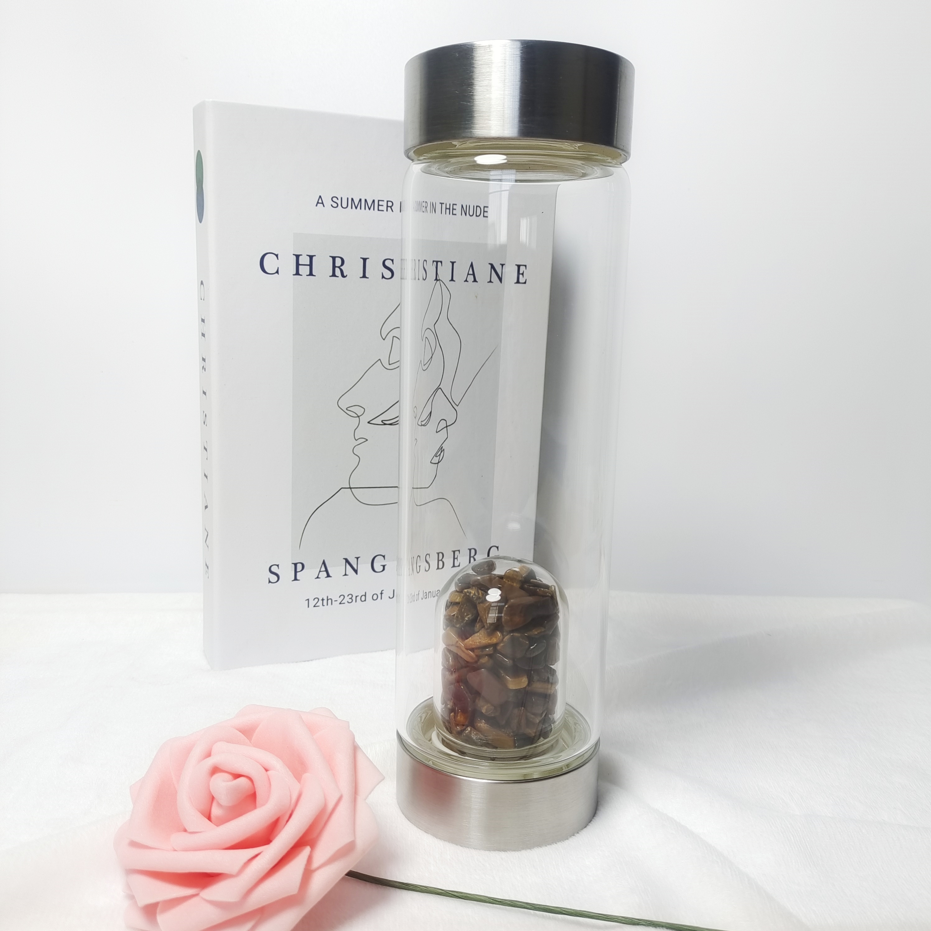 Crystal Glass Water Bottle Clear Water Bottle With Gemstone - Temu