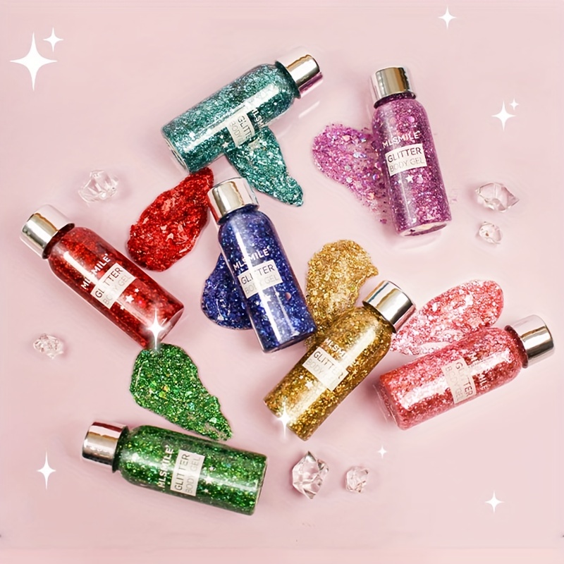 Body Glitter Laser Gel , Mermaid Scales Dance Stage Nightclub Makeup ,  Multi-color Makeup Sparkling Gel ( 9 Colors )