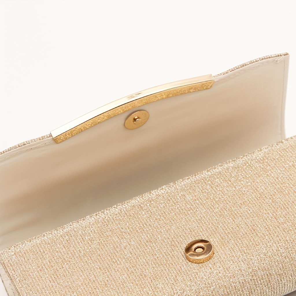 Ruched Evening Bag Metal Decor Flap Clutch Purse Glitter Handbag