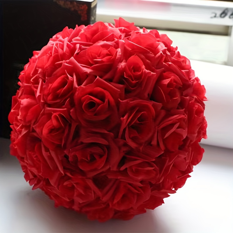 Pianpianzi Artificial Kissing Balls Christmas Flower Picks Hanging Flower Wall Artificial Rose Flowers Simulation Rose Wedding Bouquetss Fake Floral