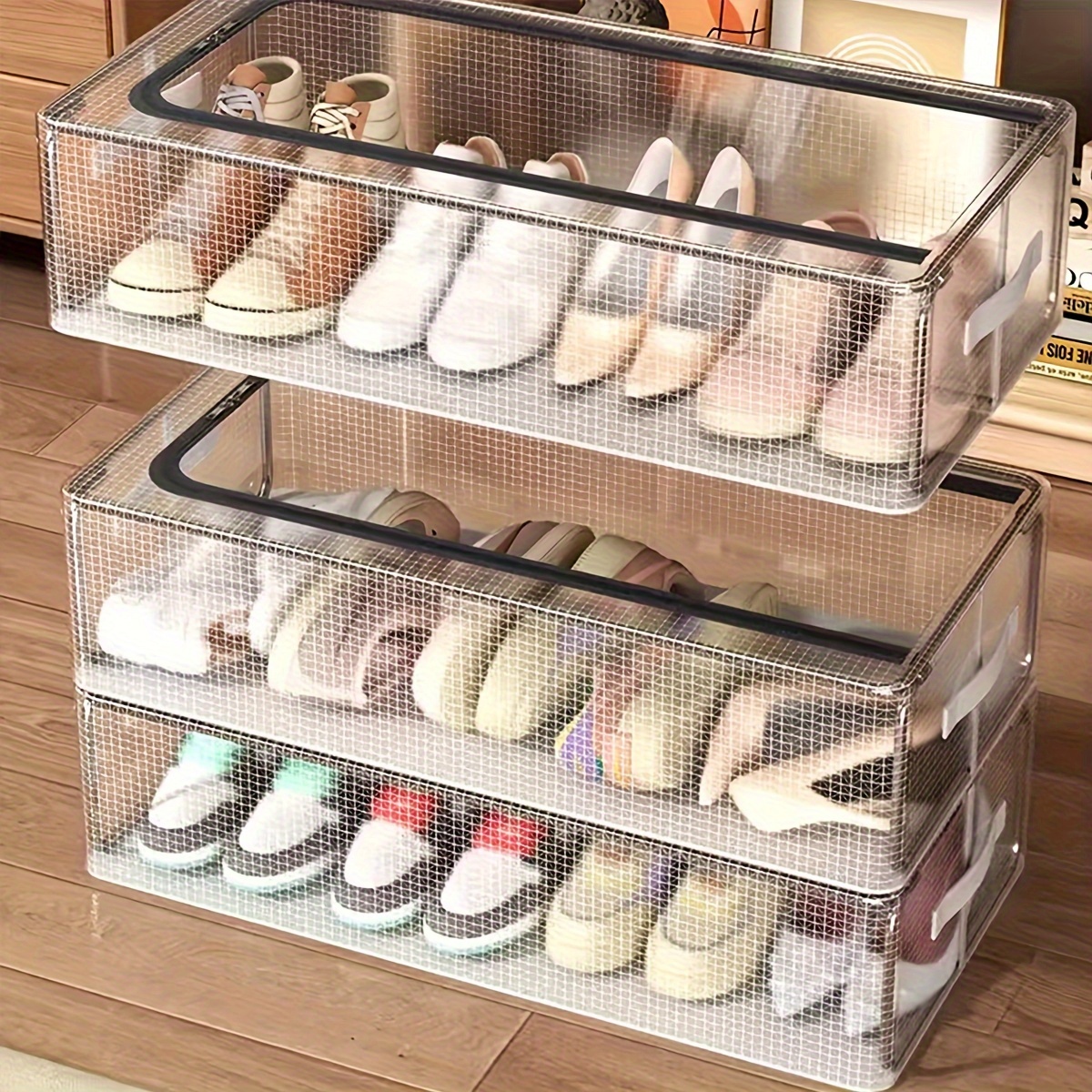1pc Foldable Shoe Box, Thickened Shoe Box, Transparent Shoe Box