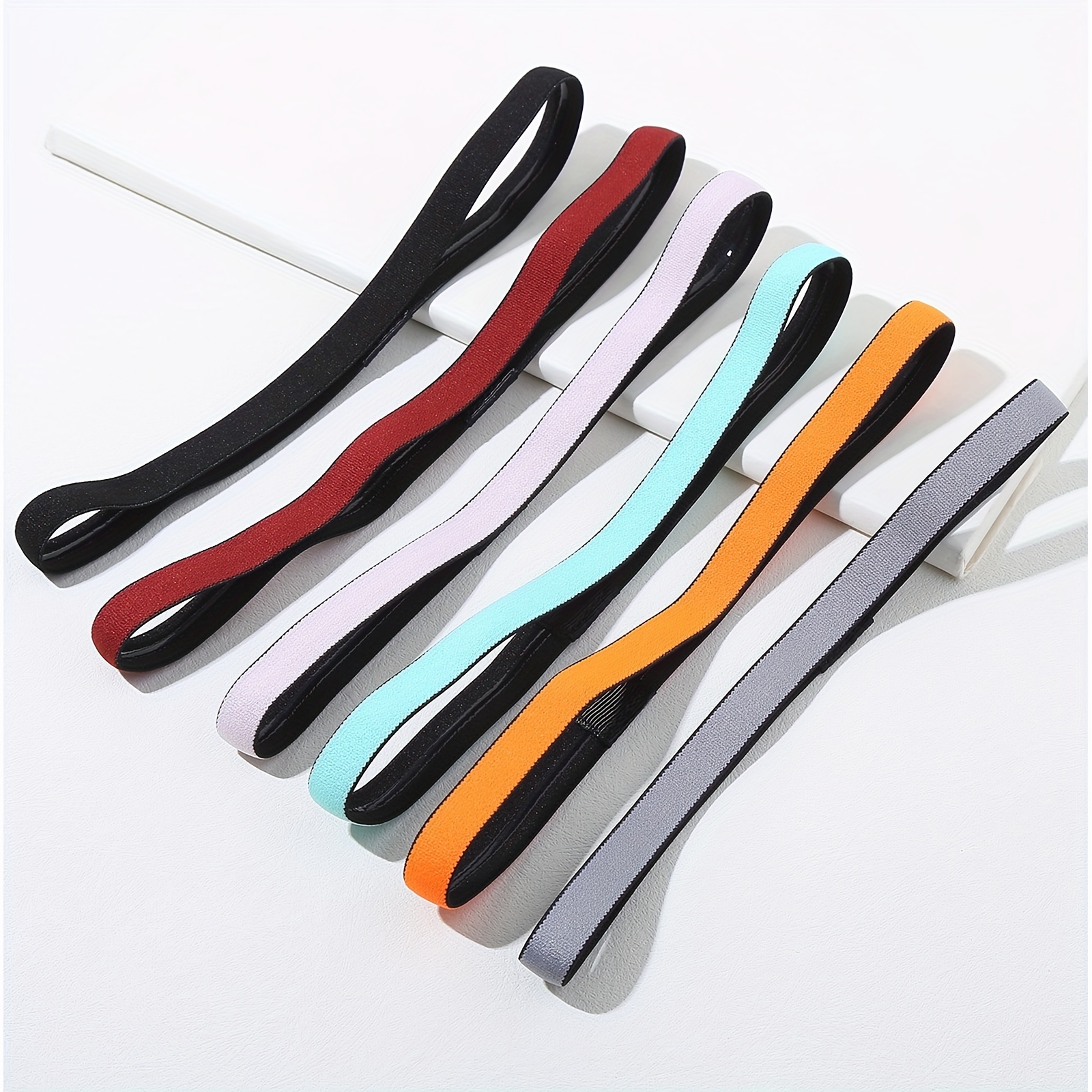 Thin Sports Headband 6Pcs Elastic Sports Hairbands Slim.Silicone