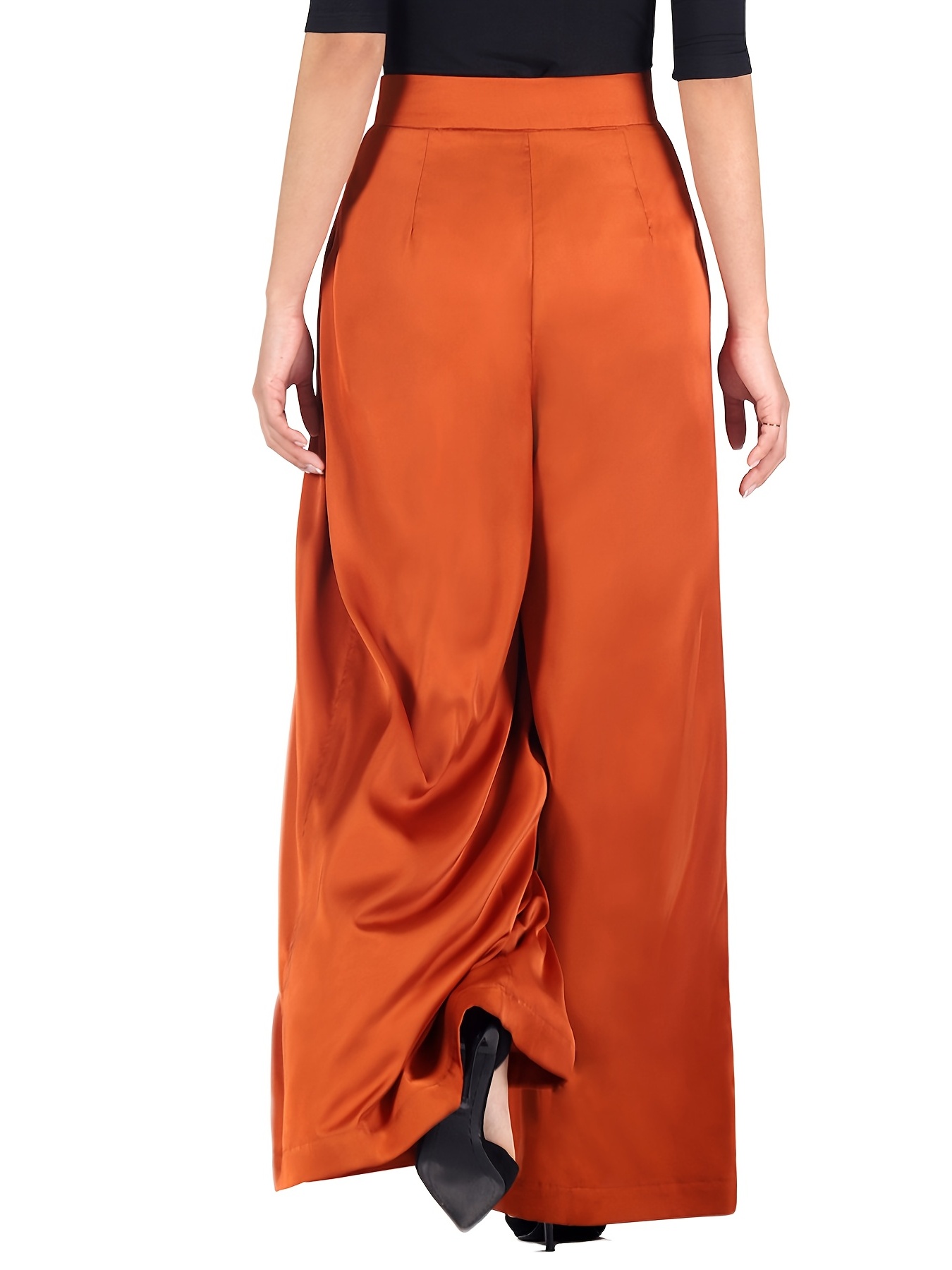 Summer Saving Clearance Tawop Women Fashion Casual High Waist Trousers Slit  Pocket Solid Color Length Pants Effortless Tailored Wide Leg Pants For  Women Father'S Day Gift 