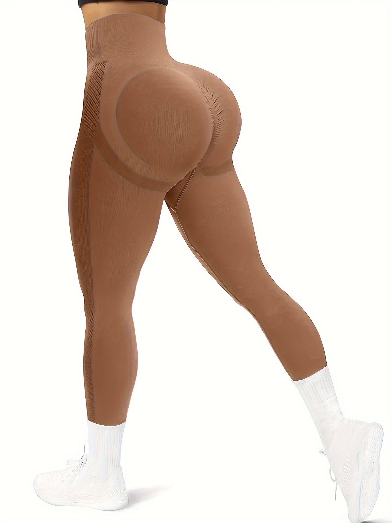 Solid Color Butt Lifting Workout Leggings Women High Waist - Temu Australia