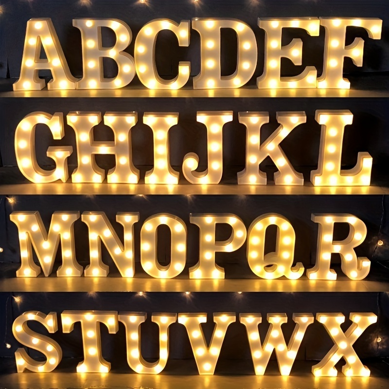 

1pc Alphabet Letter Led Lights Luminous Number Lamp Decor, Battery Night Ligh, T For Home Wedding Birthday Christmas Party Decoration Letters Numbers Light, Home Decor