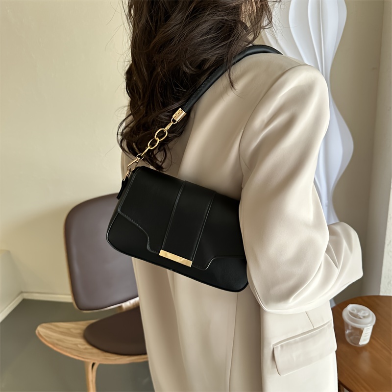 Fashion Design Shoulder Bag Solid Color Underarm Purse - Temu