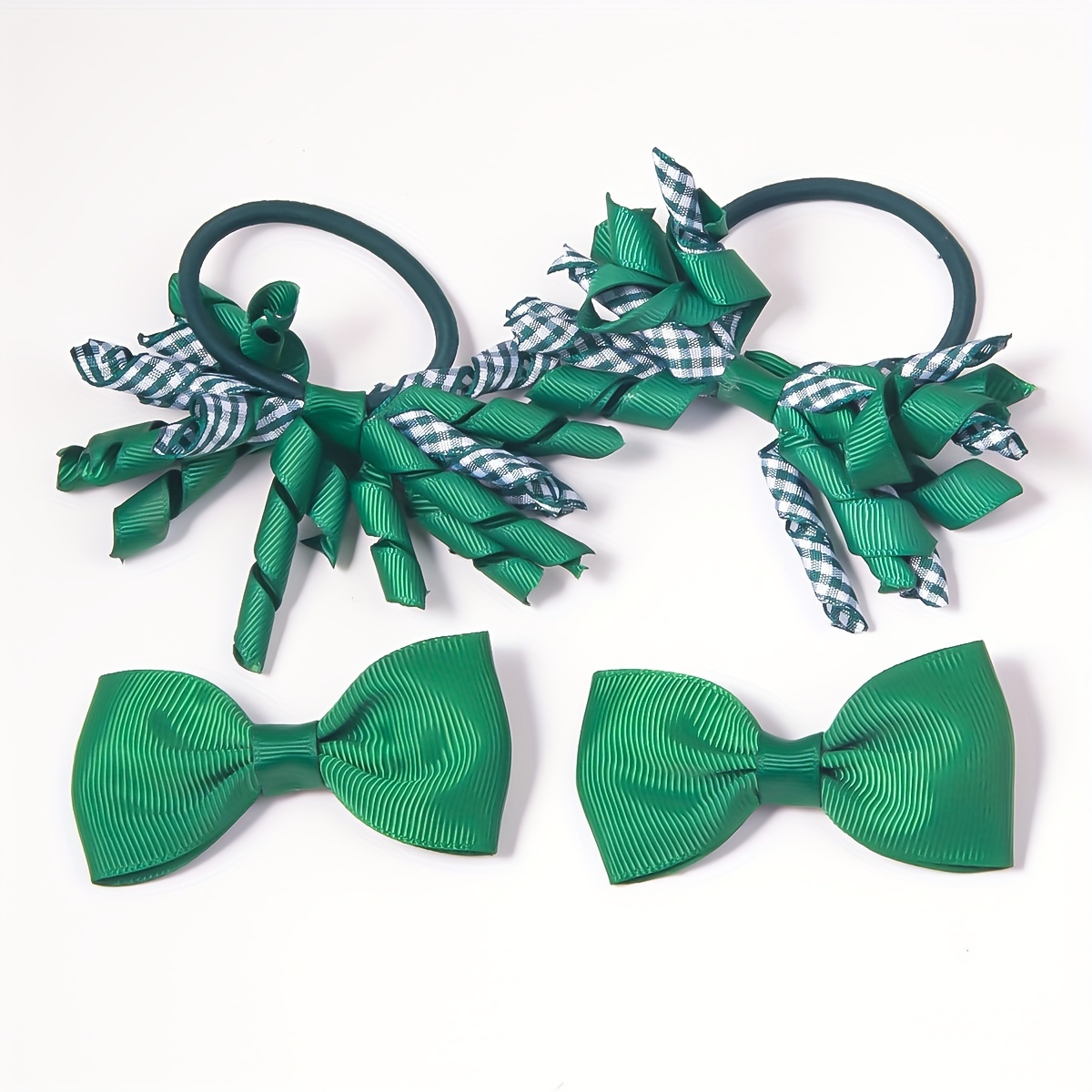 2Pcs Green Hair Bow Clips 5inch Christmas Decorations Women Girls