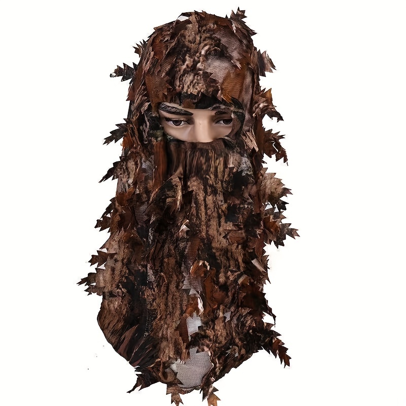 Ghillie Camouflage Leafy Hat 3d Full Face Mask Headwear - Temu