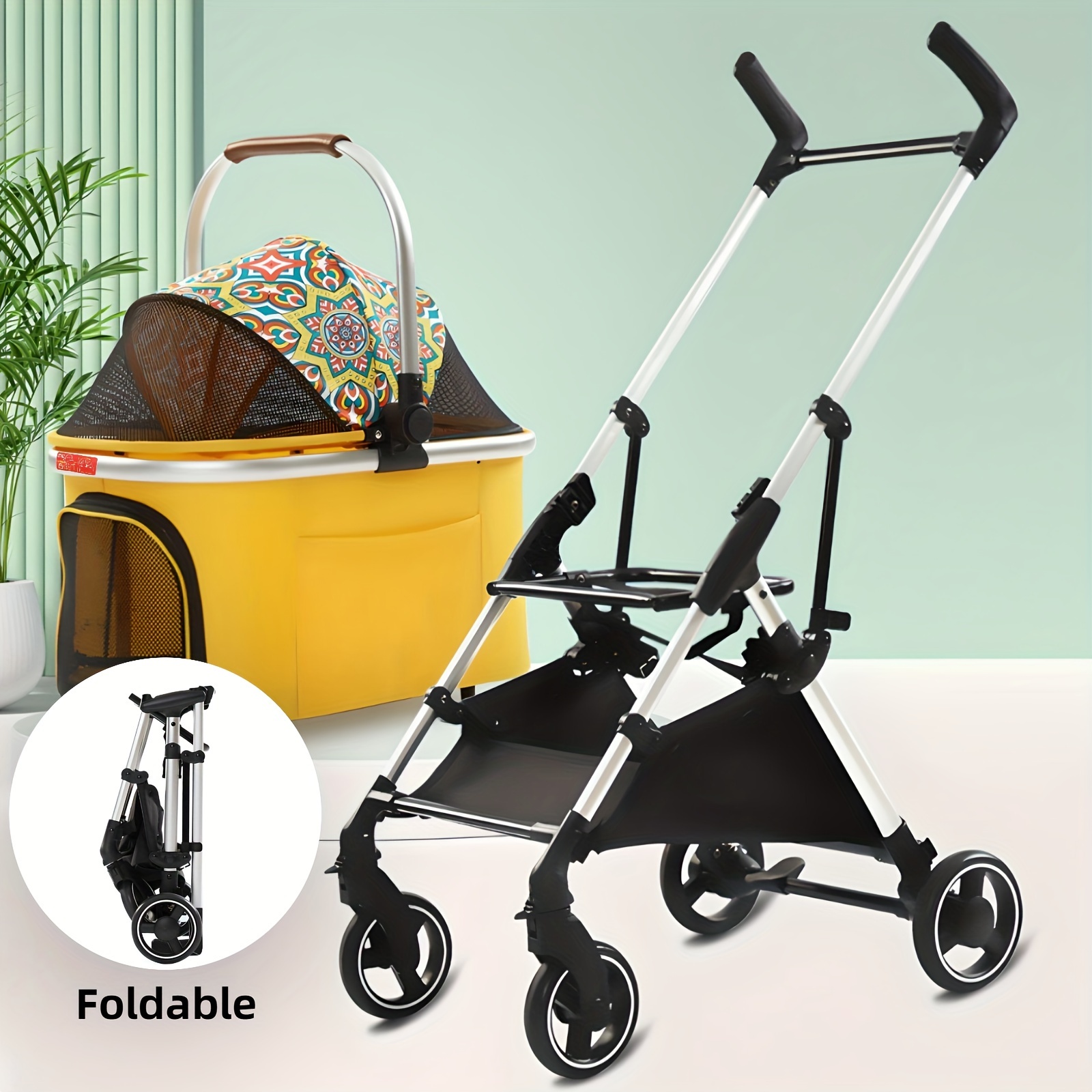 Luxury Pet Dog Cart Trolley Carrier Strollers Breathabletravel Outdoor  Pushchair Separation Four-wheeled Folding New