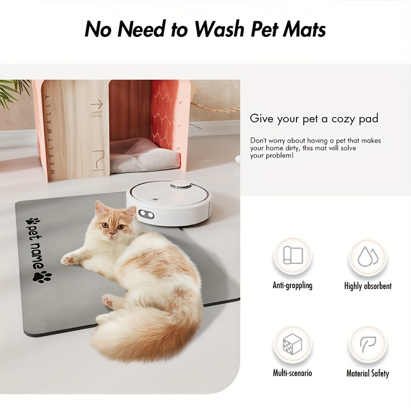 Personalized Cat Pet Dog Food Bowl Pad Mat Waterproof Leather Placemat Non  Slip