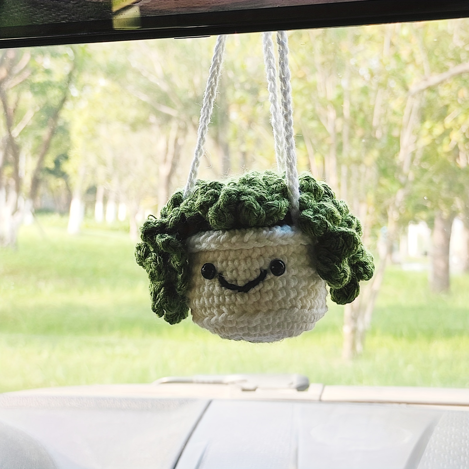 Handmade Crochet Car Mirror Hanging Plant,car Accessories Interior,interior Rear  View Mirror Decor - Temu United Kingdom