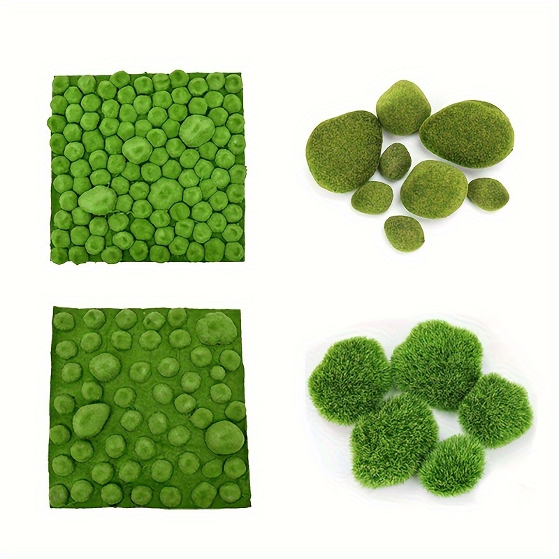 30pcs Artificial Moss Rocks Decorative Faux Green Moss Covered Stones