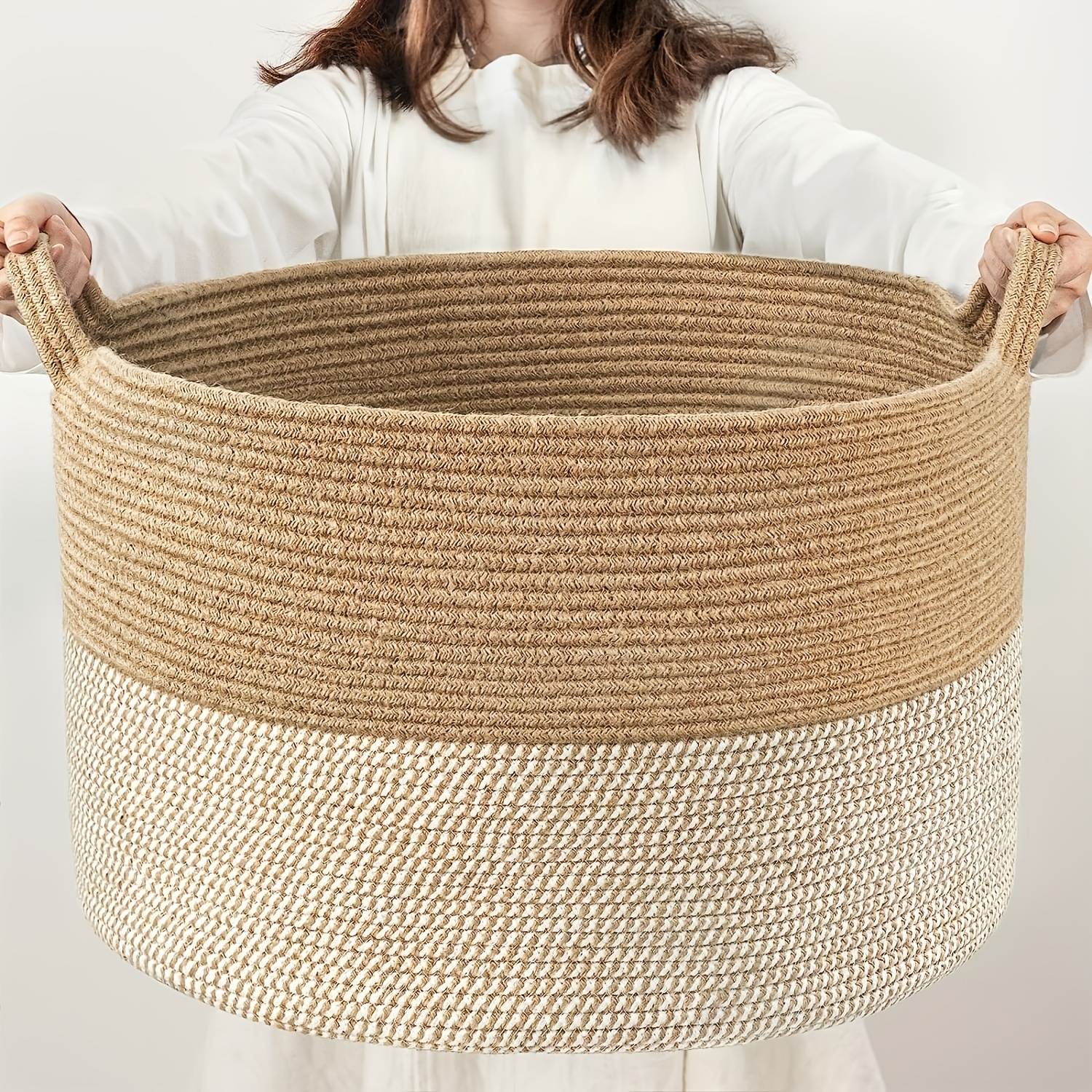 Rope Woven Storage Baskets For Clothes Organizing Large - Temu