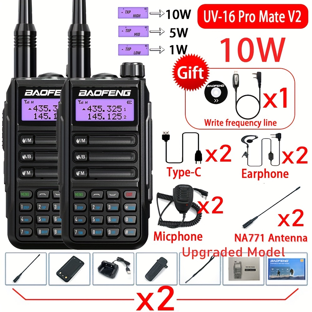 Baofeng Kit 2 Walkie Talkie Profesional Modelo Uv16 Pro Mate V2