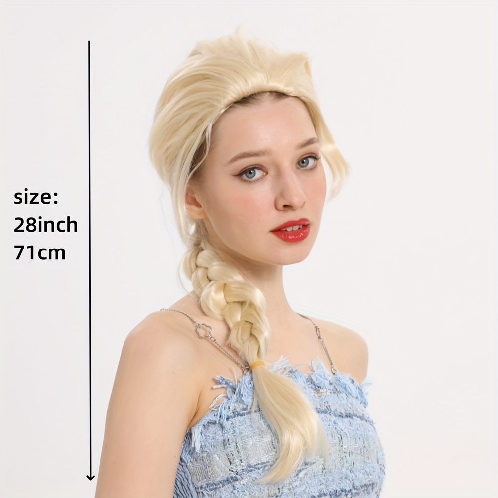 Princess Costume Wig Blonde Wig With Long Braided Ponytail Synthetic Wig Anime Cosplay Wig Costume Wig For Halloween Party