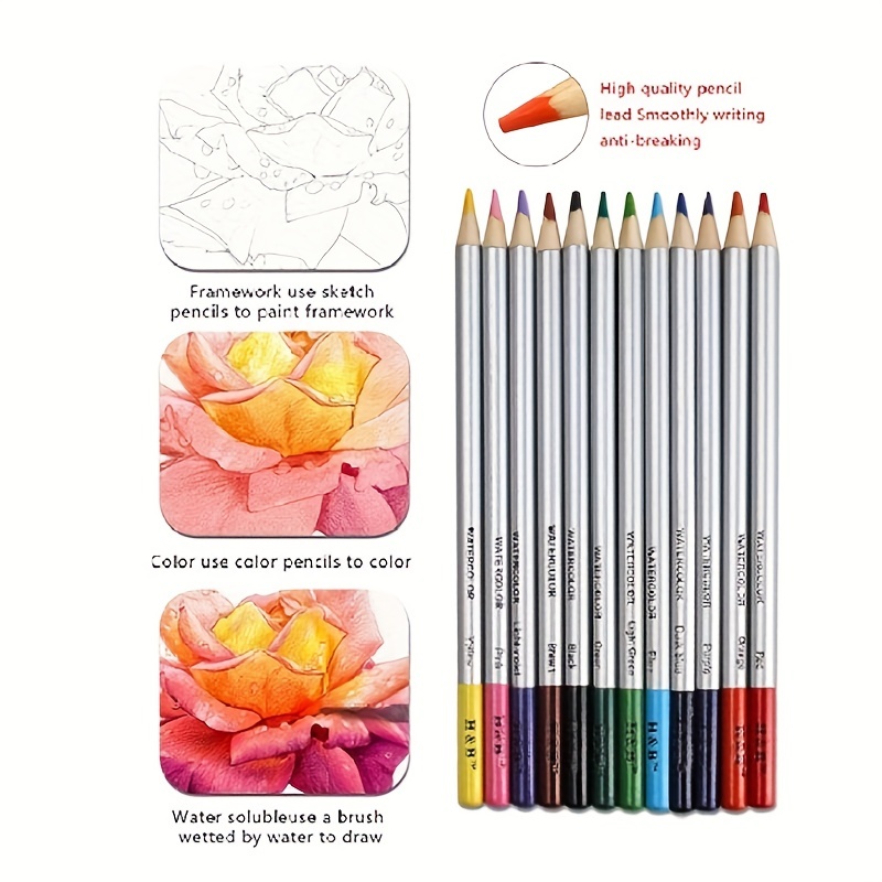 Pencil Set Sketch Water Soluble Oily Metallic Colored - Temu