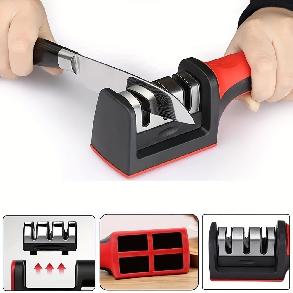 Knife Sharpener 3 Stage Knife Sharpening Tool For Dull Steel, Paring, Chefs  And Pocket Knives To Repair, Restore And Polish Blades(free Shipping)
