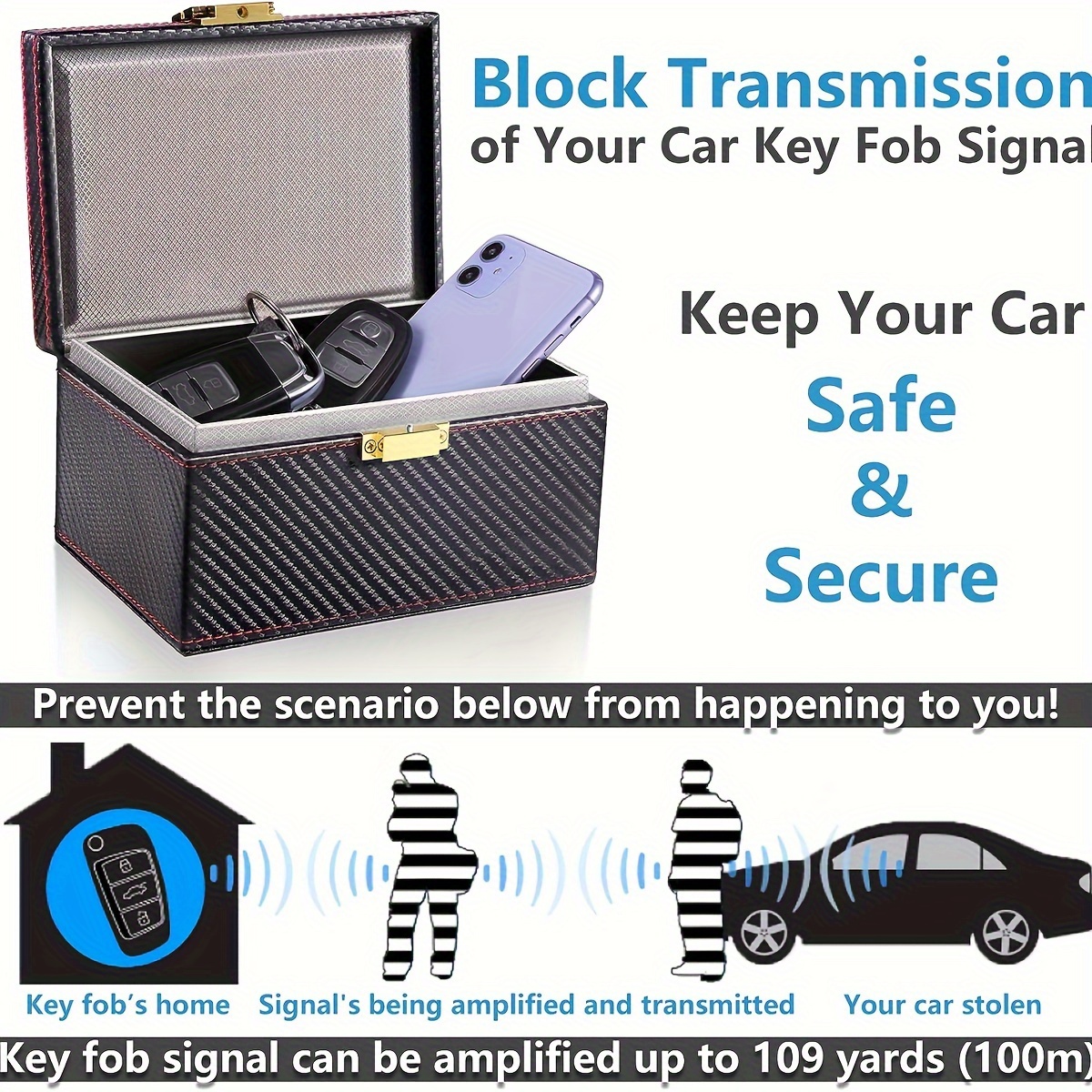 FARADAY Box für Autoschlüssel, Autoschlüssel Signalblocker, Groß 22x14x10  cm, Signalblockierungsbox für Autoschlüssel, Schlüsselschutz Signalblocker