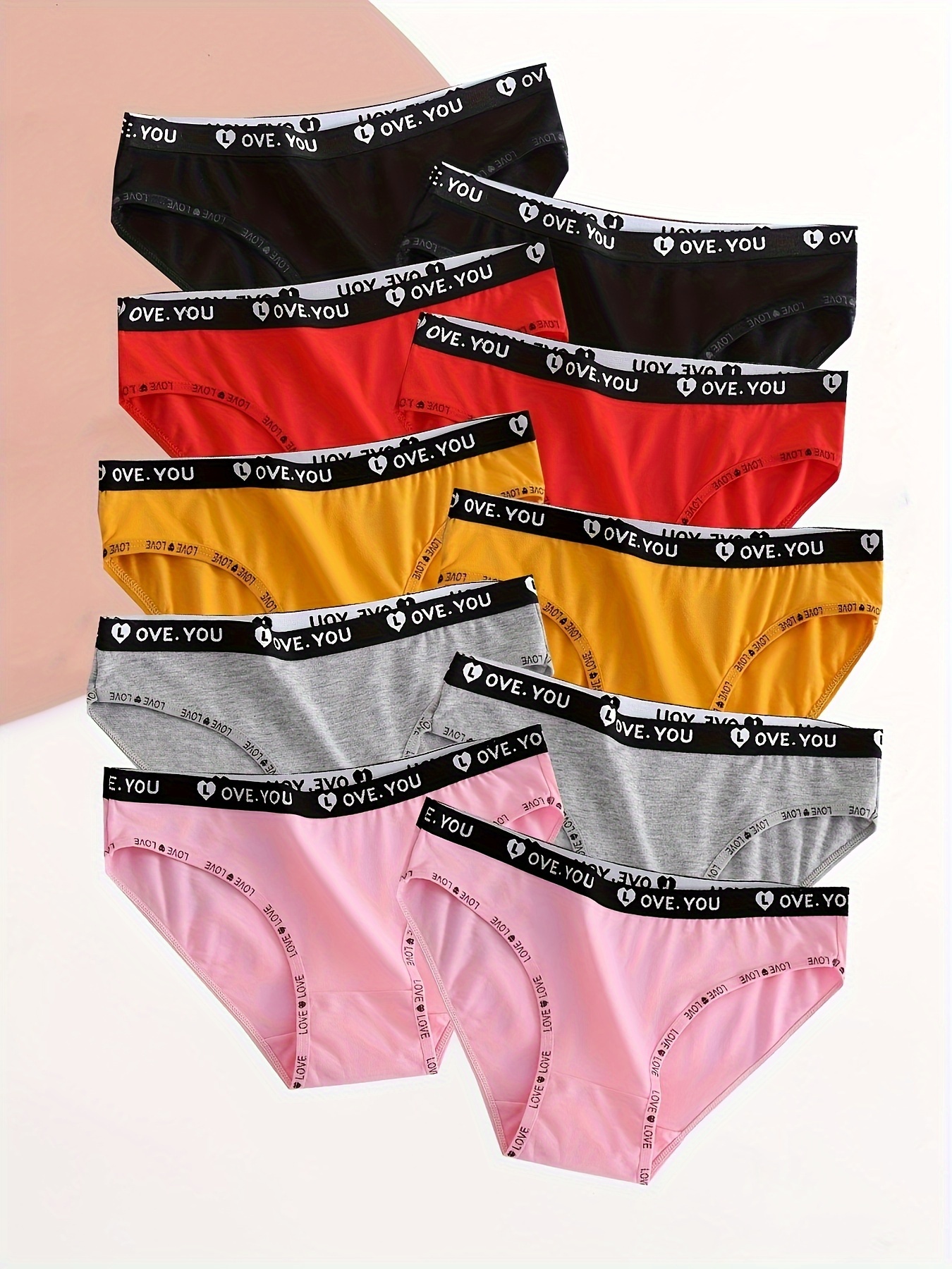 6pcs Letter Tape Cotton Sports Bifes Panties Pack, Women's Underwear &  Lingerie