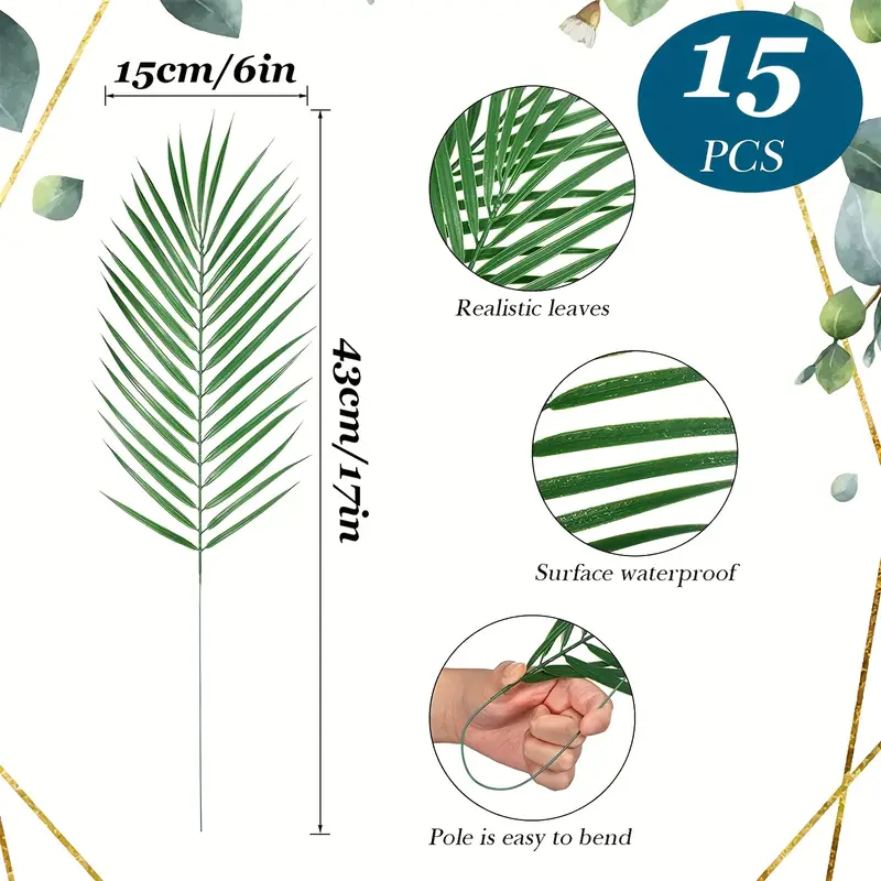LUOSHAORU Artificial Palm Leaves 36pcs Fake Green Macao
