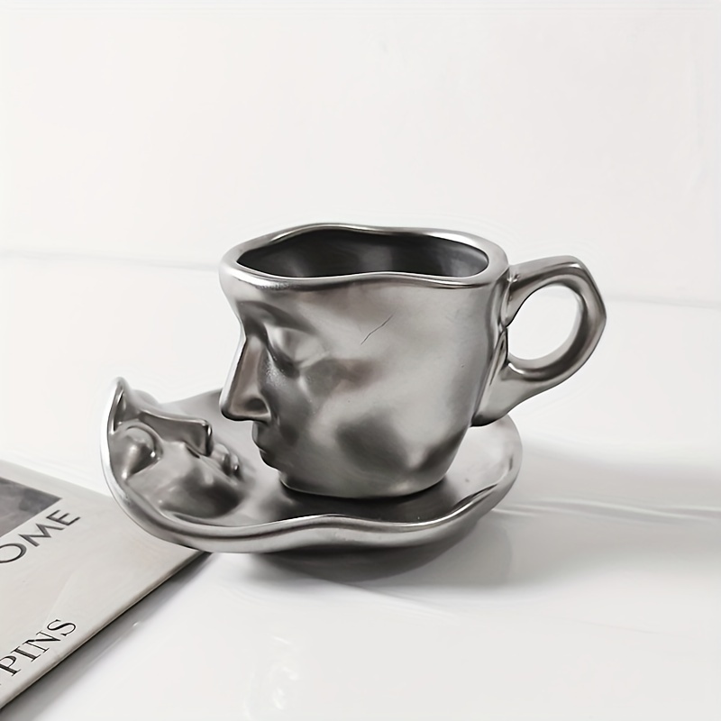 Unique Ceramic Kiss Espresso Cup Metal Face Coffee Cup - Temu