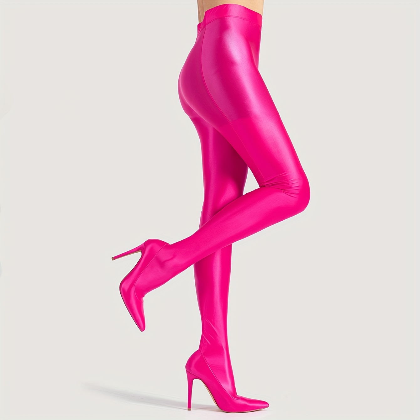 Women's Glossy Lycra Leggings Stiletto Booties Comfy Pointed - Temu Canada