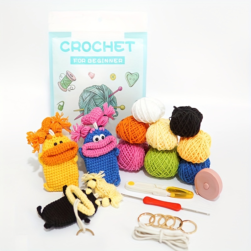 Crochet Kit for Beginners, Beginner Crochet Kit for Adults and Kids, 4 PCS