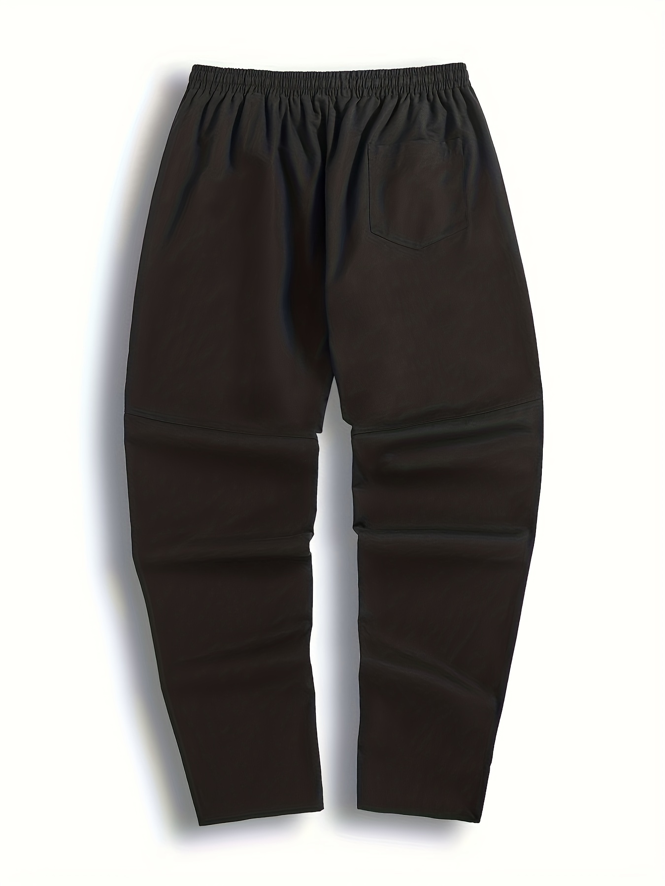 Men's Solid Cotton Pants Casual Elastic Waist Drawstring Trousers