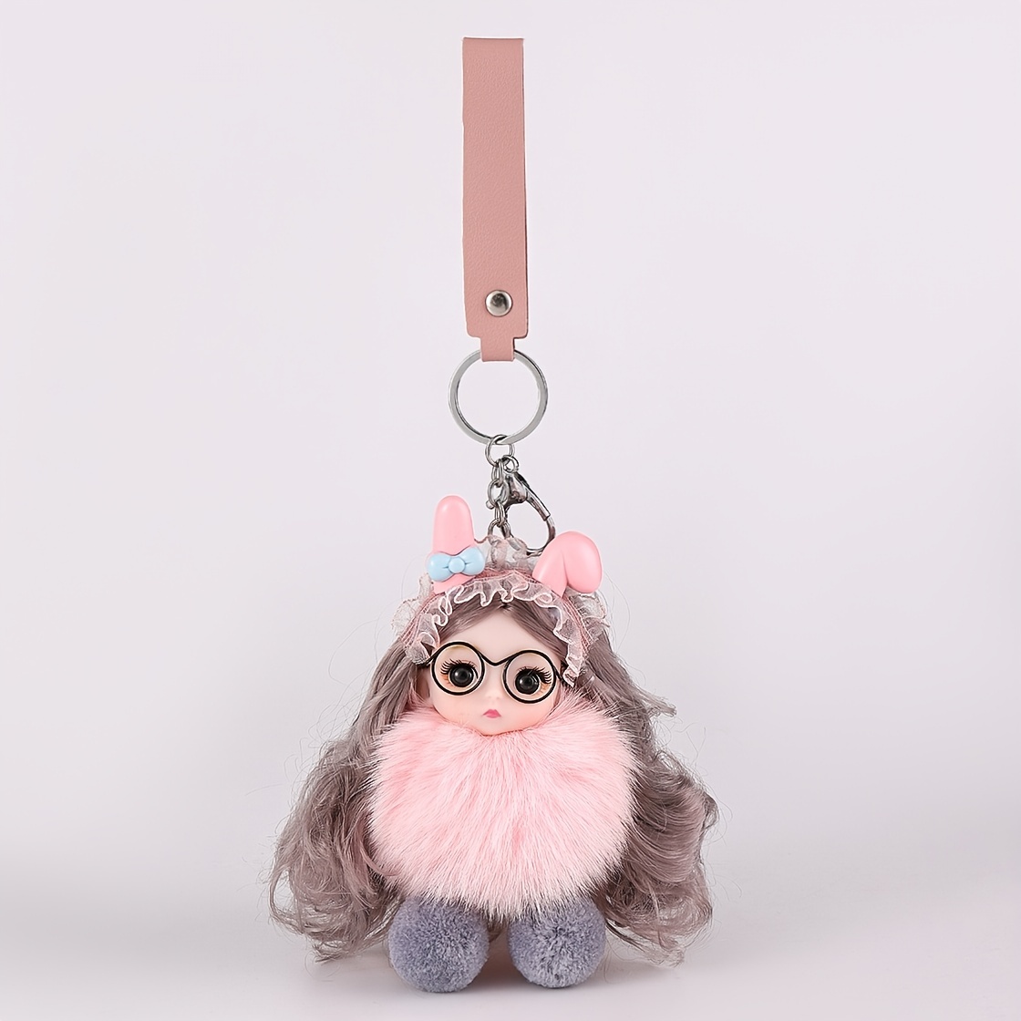 Fluffy Baby Doll Keychain -pompom Key Chain Women Key Holder Bag Fashion  Keyring