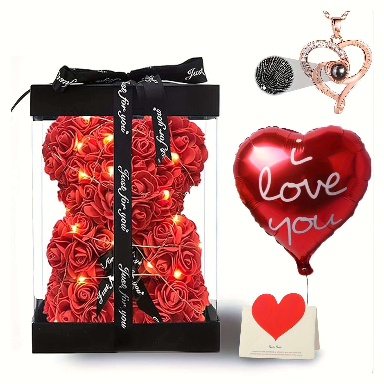 Caja Regalo Rosas Osos San Valentín Cumpleaños Aniversario - Temu