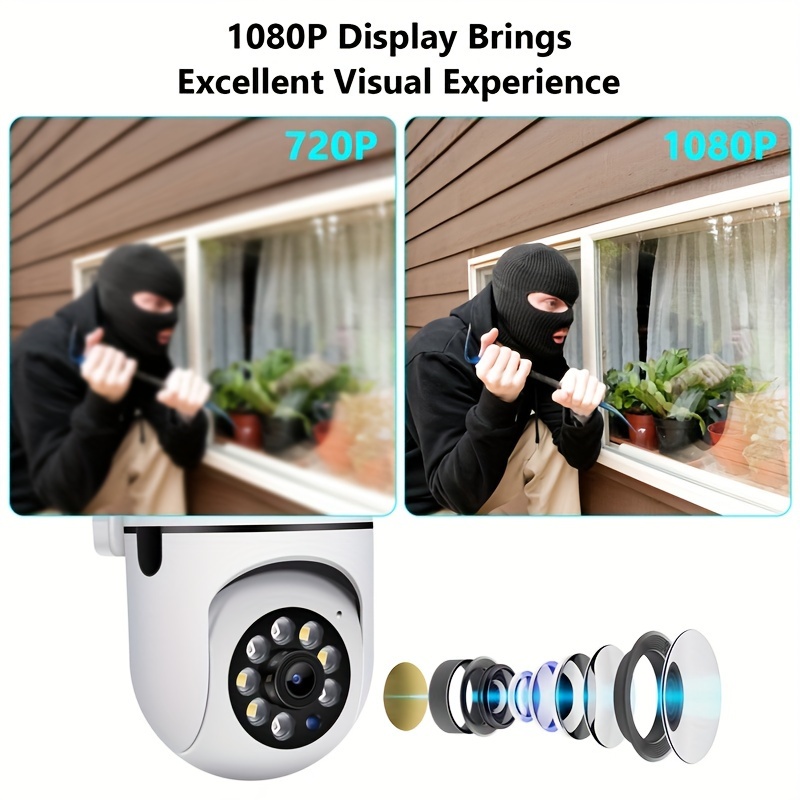 1pc 1080p 5G/WIFI Monitoring Camera With 355 Degree Intercom And Night  Vision, Remote Controlled Home Security Camera For Indoor And Outdoor Use,  View