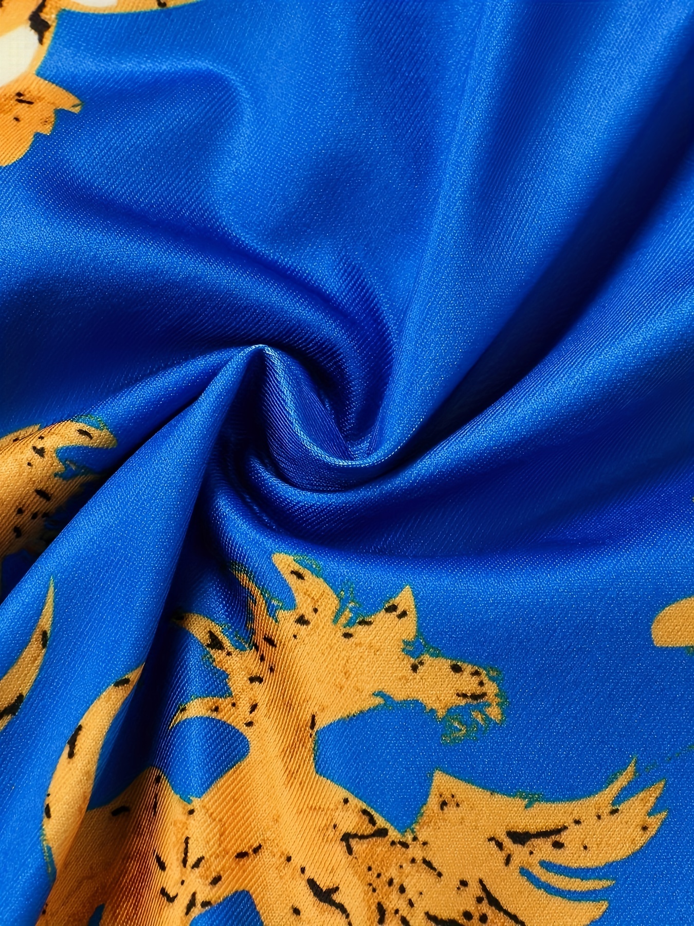 Satin scarf - Bright blue/Leopard - Ladies