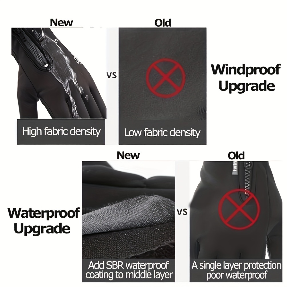 Windproof Waterproof Touch Screen Mittens for Winter Outdoor