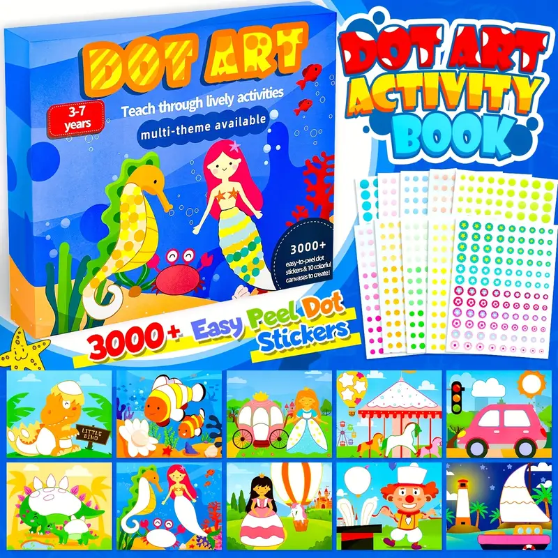 Dot Stickers For Kids 4-8, Arts And Crafts For Kids Ages 3-5, No Mess  Sticker, Art Activities Includes 5 Themed And10 Scenes For Kids, Dot  Coloring Stickers For Kids Boys And Girls - Temu