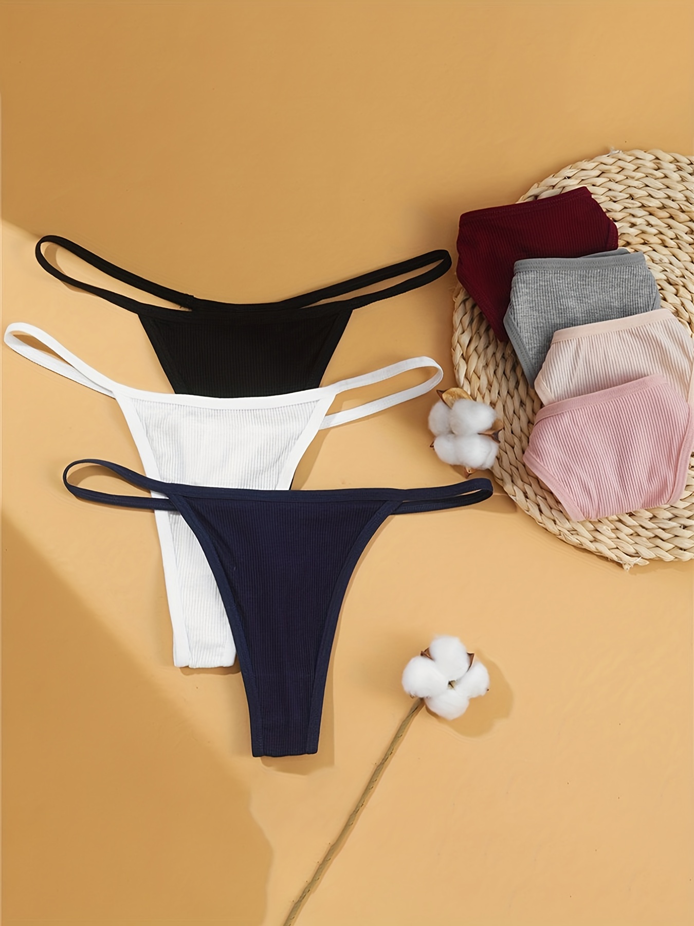Colorful Cotton Panties Assorted Colors Soft Stretchy Thongs - Temu