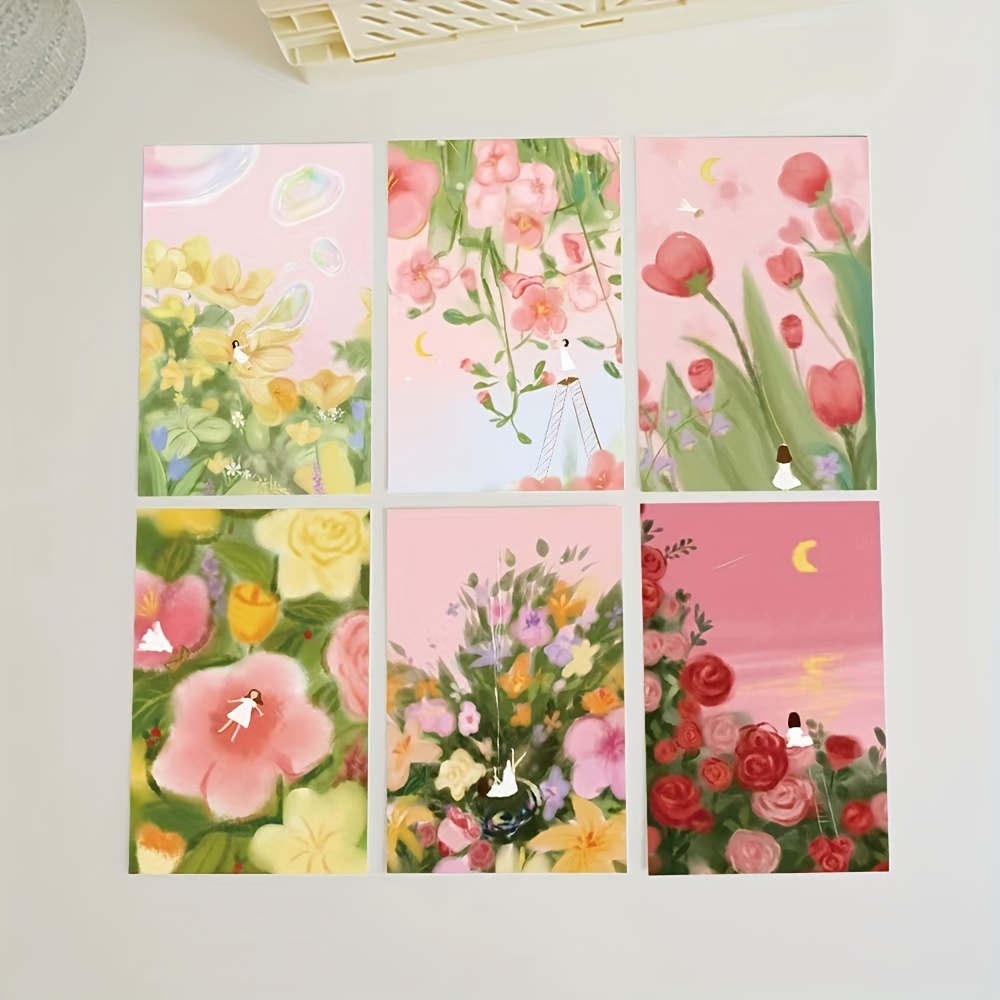 Original Hand painted Small Fresh Flower World Cards - Temu