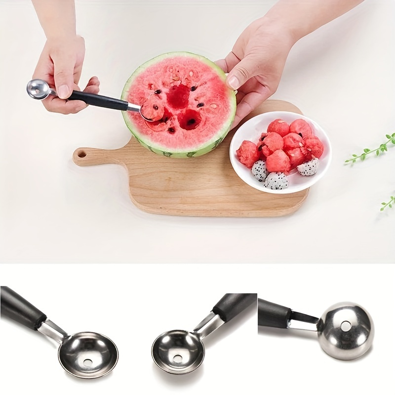 1pc Stainless Steel Melon Scoop, Black Double Head Melon Baller For  Household